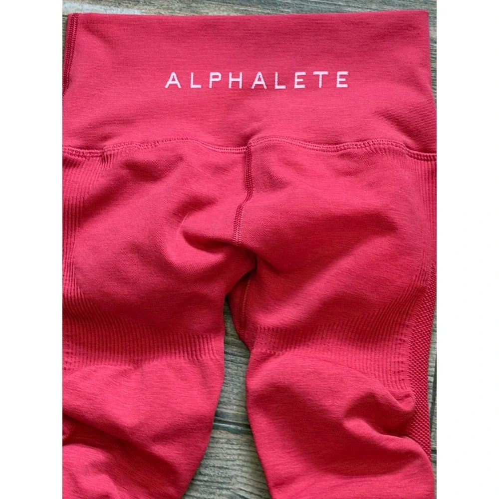 Alphalete High Waisted Seamless Leggings Pink Small‎ Yoga Amplify Body Scrunch